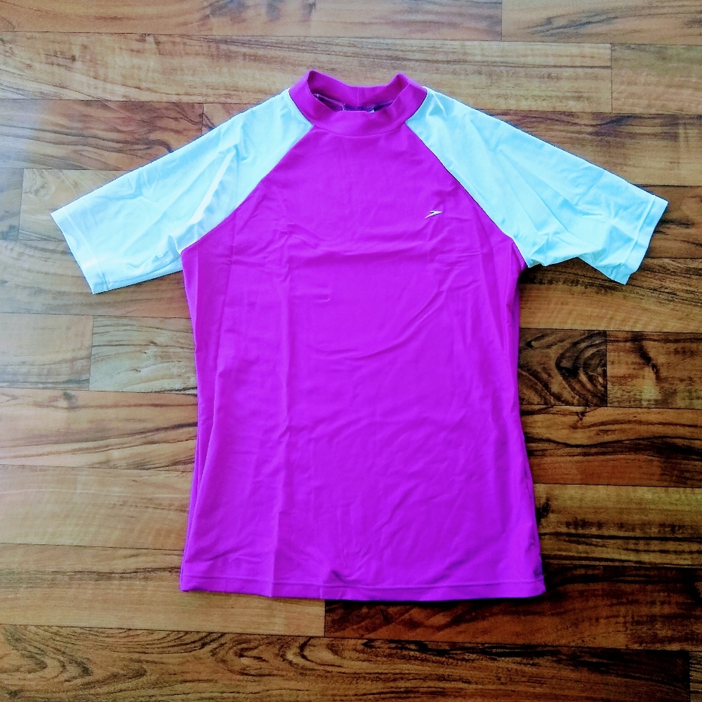 Speedo swimsuit t-shirt in pink and white